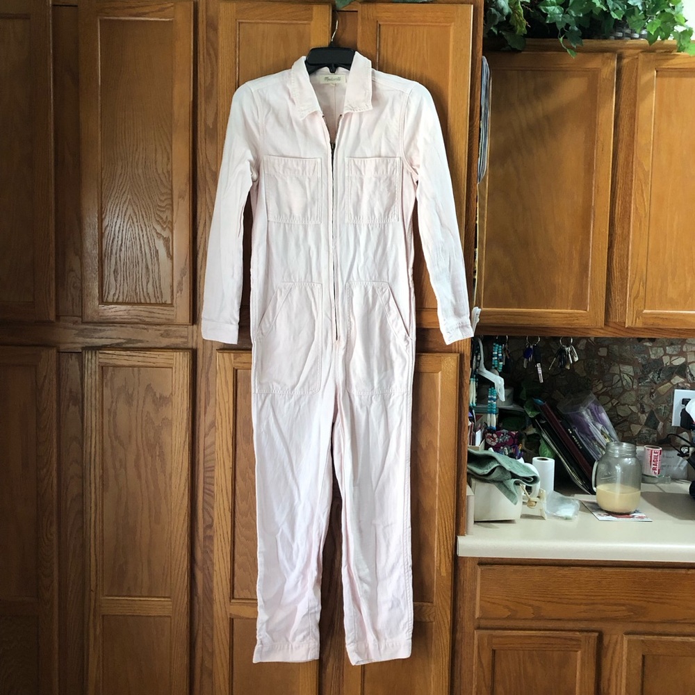 Madewell Denim Long Sleeve Straight Leg Jumpsuit Pink - XS